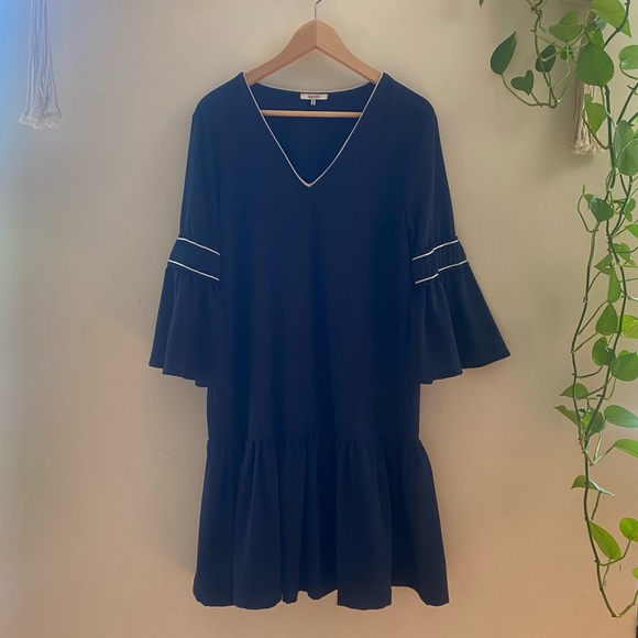 Ganni Clark Dress Total Eclipse Bell Sleeve - Picture 3 of 13